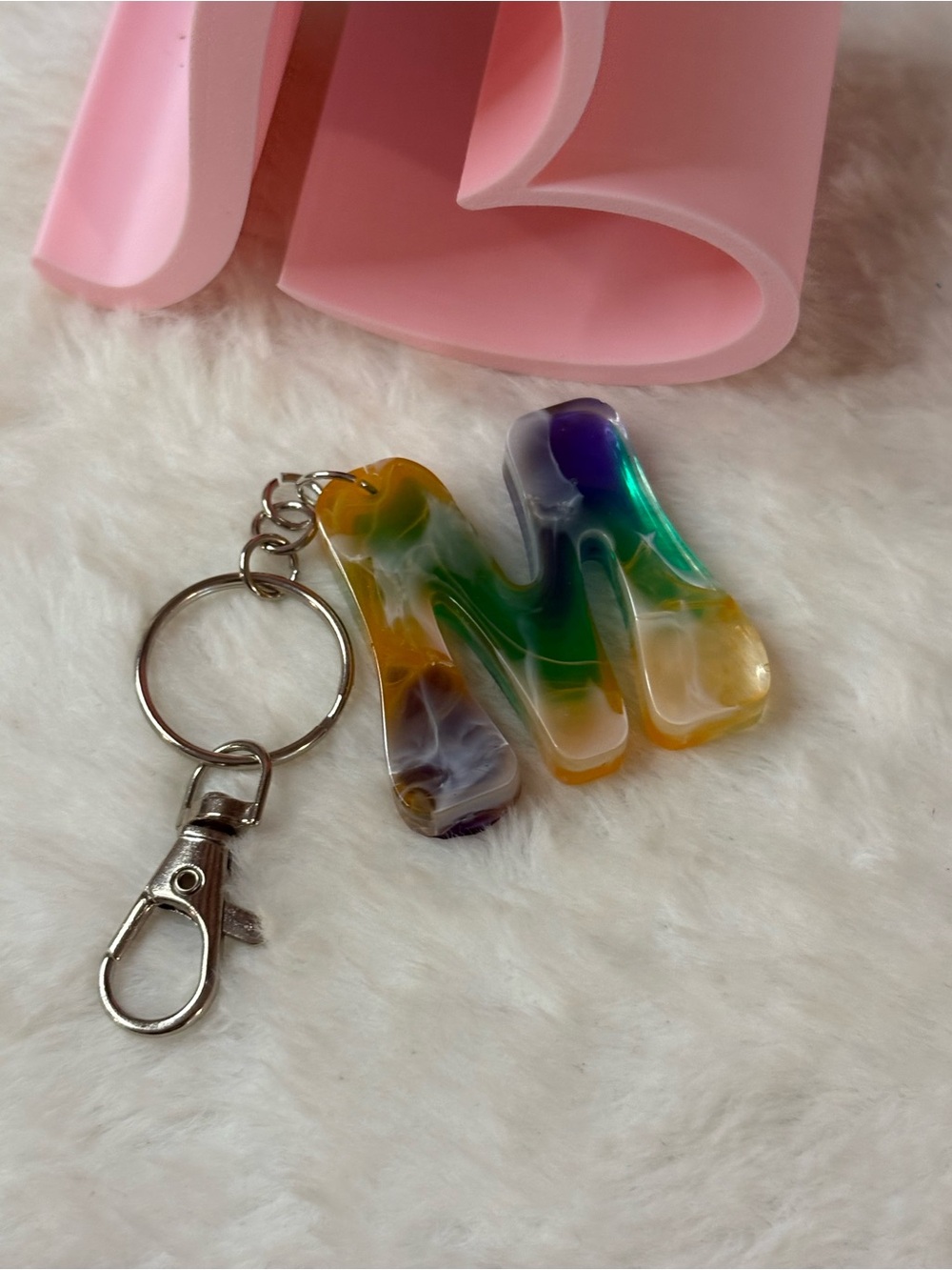 Resin Letter 'M' Keychain - Multicolor